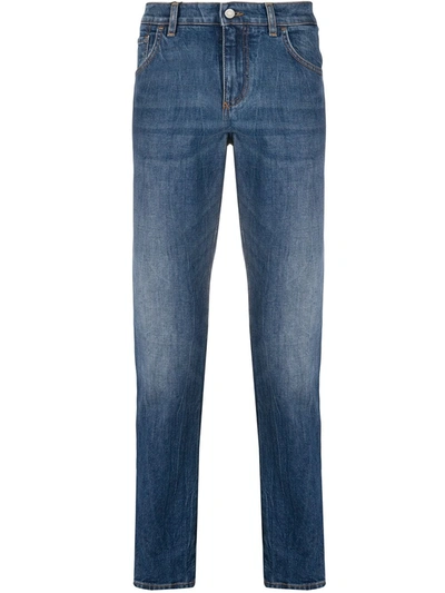 Shop Dolce & Gabbana Side-stripe Slim-fit Jeans In Blue