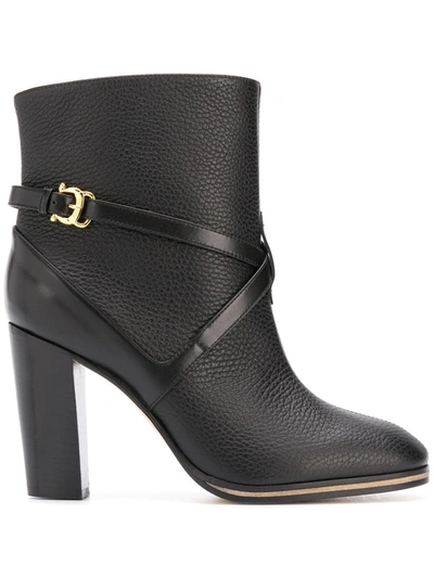Shop Pollini Side Buckle Ankle Boots In Black