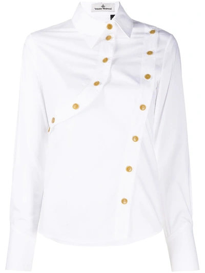 Shop Vivienne Westwood Fan Asymmetric Cotton Shirt In White