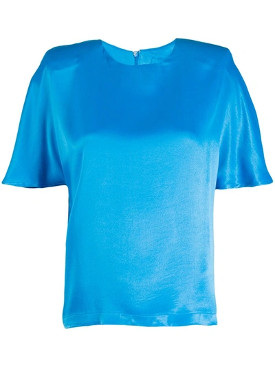 Rotate Birger Christensen Short Sleeve Blouse In Blue