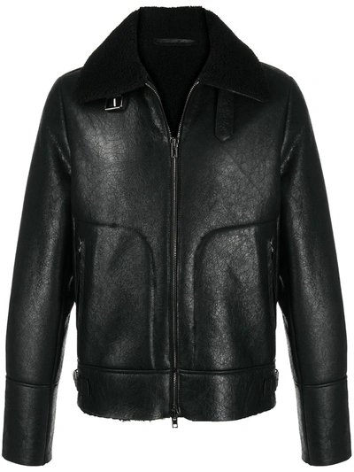 Shop Salvatore Santoro Neck-strap Aviator Jacket In Black