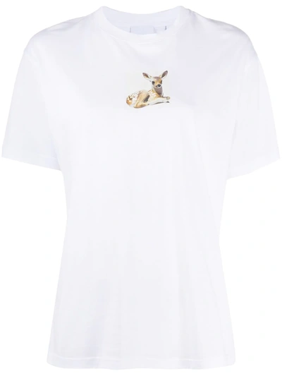 Shop Burberry Deer Print T-shirt In Weiss