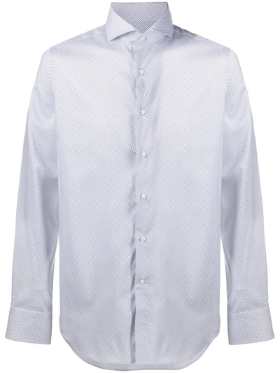 Shop Canali Micro Floral-print Shirt In White