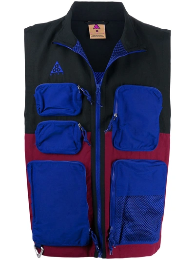 Shop Nike Acg Colour-blocked Vest In Blue