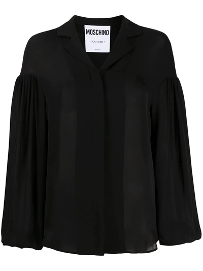 Shop Moschino Puff-sleeve Shirt In Black