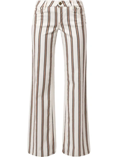 Pre-owned Gucci Striped Flared Trousers In White