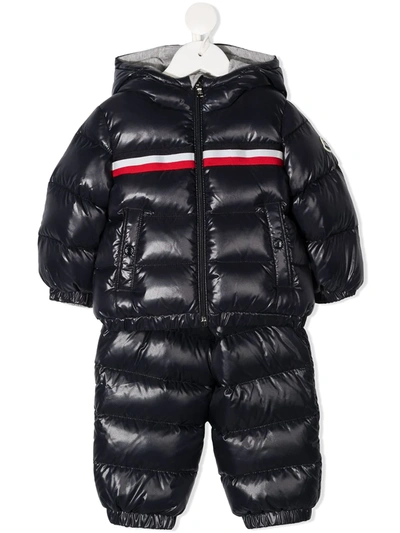 Shop Moncler Striped Band Quilted Tracksuit In Blue