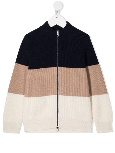 Brunello Cucinelli Zip-through Colour Block Bomber Jacket In Neutrals