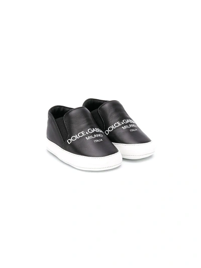 Shop Dolce & Gabbana Logo Slip-on Sneakers In Black