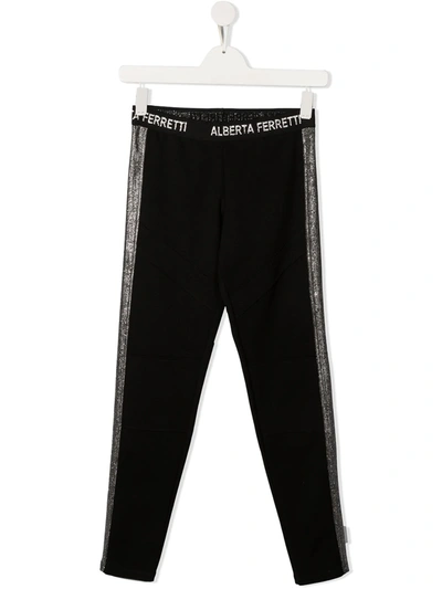 Shop Alberta Ferretti Teen Logo Waistband Track Pants In Black