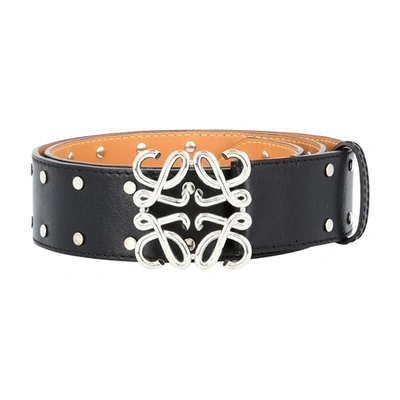 Shop Loewe Anagram Stud Belt In Black Palladium