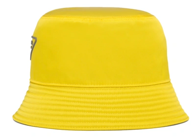 Pre-owned Prada Nylon Bucket Hat Yellow/ardesia