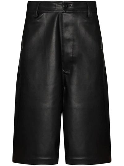 Shop Rick Owens Drkshdw Wide Leg Faux Leather Shorts In Black