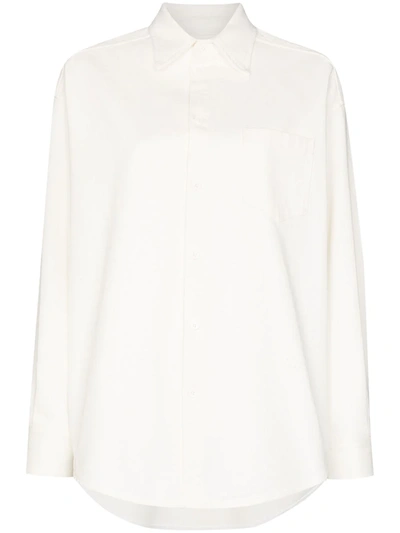 Shop Mm6 Maison Margiela Oversize Button-up Shirt In White