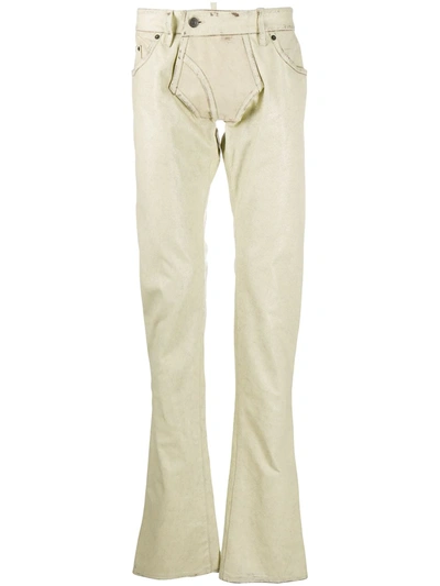 Shop Dsquared2 Straight-leg Leather Trousers In Neutrals