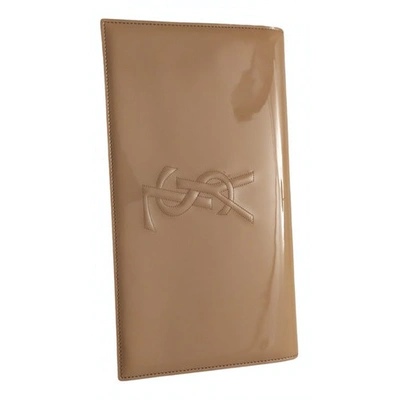 Pre-owned Saint Laurent Belle De Jour Beige Patent Leather Clutch Bag
