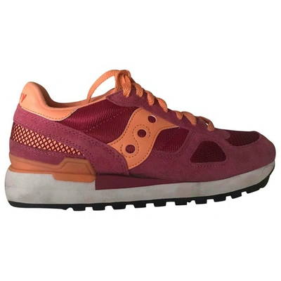 Pre-owned Saucony Burgundy Suede Trainers
