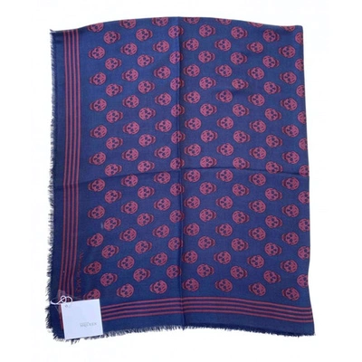 Pre-owned Alexander Mcqueen Blue Cotton Scarf