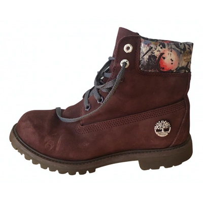 Pre-owned Timberland Burgundy Suede Boots