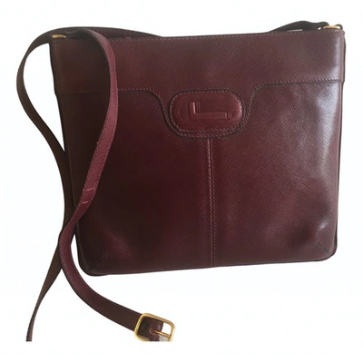 Pre-owned Lancel Leather Crossbody Bag In Burgundy