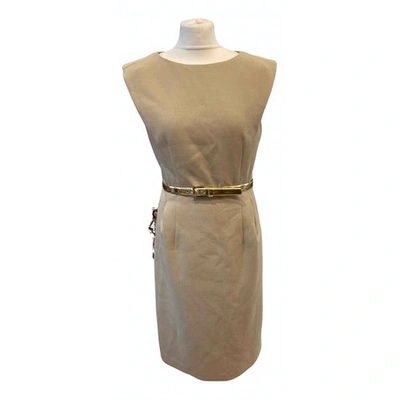 Pre-owned Michael Kors Wool Mid-length Dress In Beige