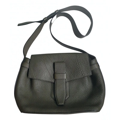 Pre-owned Lancel Charlie Khaki Leather Handbag