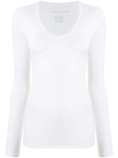 Shop Majestic Long-sleeve T-shirt In White
