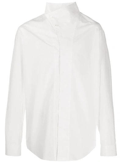 Shop Balmain Asymmetric Collar Shirt In White