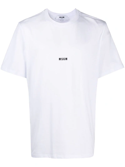 Shop Msgm Logo Cotton T-shirt In White