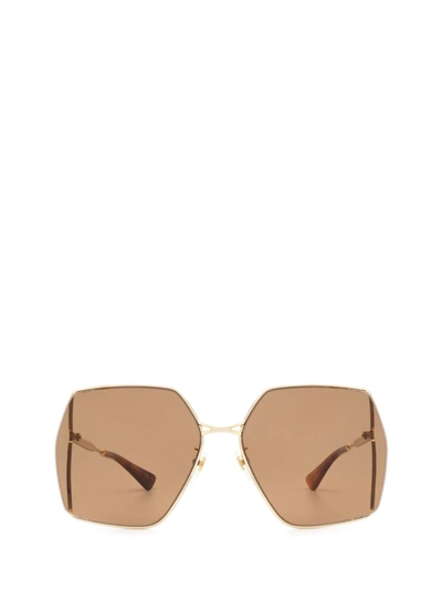 Shop Gucci Gg0817s Gold Sunglasses In 2