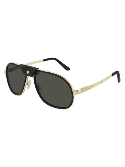 Shop Cartier Ct0241s Sunglasses In Black Gold Grey