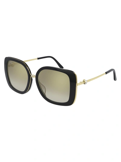 Shop Cartier Ct0246s Sunglasses In Black Gold Grey