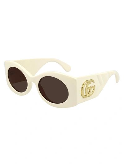 Shop Gucci Gg0810s Sunglasses In Ivory Ivory Brown