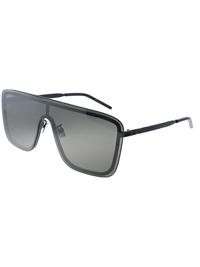 Shop Saint Laurent Sl 364 Mask Sunglasses In Silver Silver Grey
