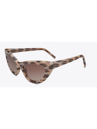 Shop Saint Laurent Sl 213 Lily Sunglasses In Ivory Ivory Brown