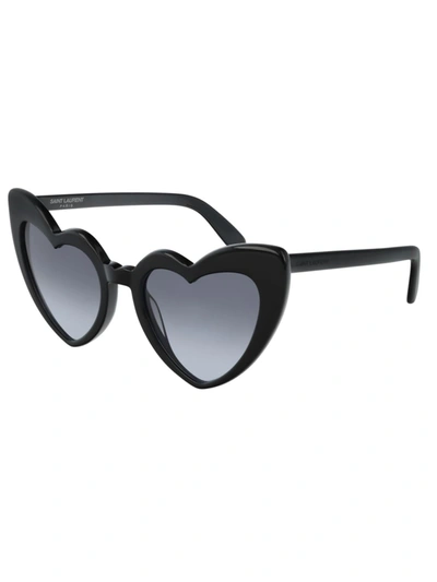 Shop Saint Laurent Sl 181 Loulou Sunglasses In Black Black Grey