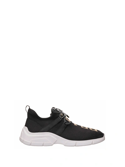 Shop Prada Knit Logo Sneaker In Black Platinum