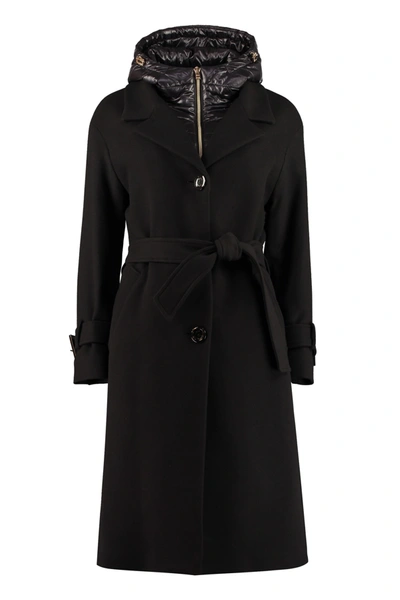 Shop Herno Belted Coat In Black