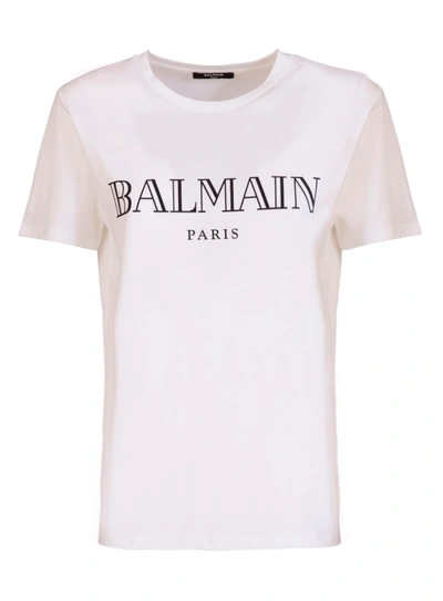 Shop Balmain Vintage Logo T-shirt In Bianco