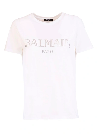 Shop Balmain Vintage Logo T-shirt In Bianco