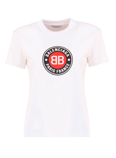 Shop Balenciaga Logo Club T-shirt In Bianco