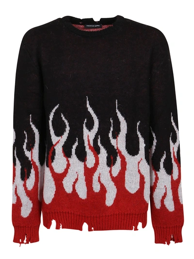 Vision Of Super Flame-print Long-sleeved Sweater In Black | ModeSens