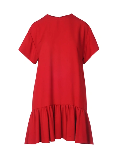 Shop Red Valentino Satin Dress In Deep Red