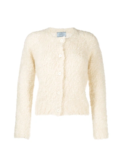 Shop Prada Cardigan Mohair In Natural