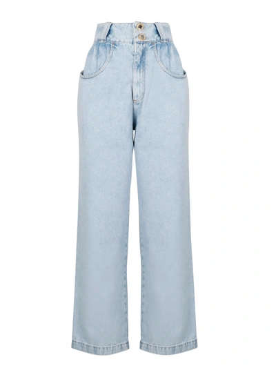Shop Alessandra Rich High Waisted Wide Leg Jeans In Blue