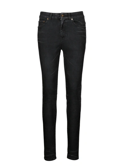 Shop Saint Laurent Skinny Crop Jeans In Black
