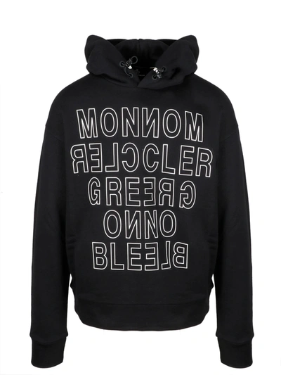 Shop Moncler Logo Lettering Hoodie In Black