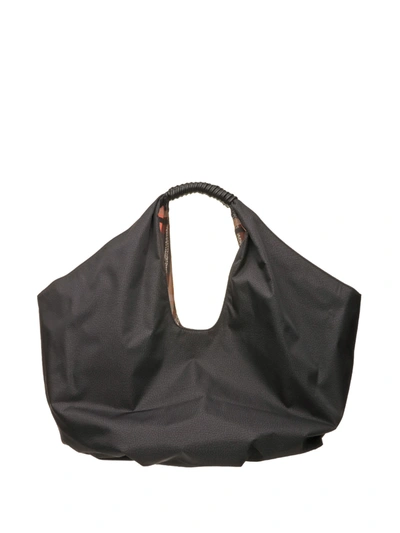 Shop Borbonese Hobo Reversible Bag In Nero/ Arancione