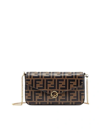 Shop Fendi Wallet On Chain Soft Stamp In Vk Maya Black