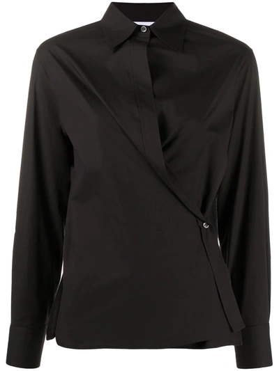 Shop Moschino Wrap-around Shirt In Black